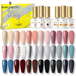 Nail Gel 21Pcs Polish Set Nude Grey Blue Colour Nails kit for Manicure DIY Party Date Art 230801