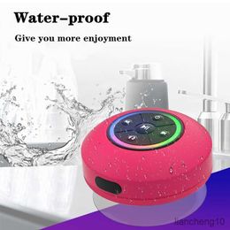 Portable Speakers Mini LED Light Waterproof Bathroom Bluetooth Large Suction Cup Car Portable Audio Support Call Answering R230801