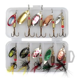 Baits Lures Metal Spoon Spinner Fishing Lure 10pcs Set Spoonbait Crankbaits Wobblers for Pike Crochet Kit Artificial Bait 230801