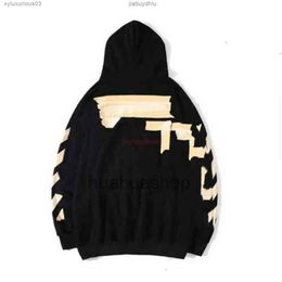 Offs 2023 Style Trendy Fashion Sweater Painted Arrow Crow Stripe Loose Hoodie Men's and Women's Coatjqm1 T-shirts White Hot