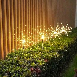 Garden Decorations Solar Fireworks Lamp Outdoor Lighting LED Full Sky Star Copper Wire Coloured Light String for Balcony Decora 230731