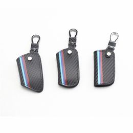 1pcs Carbon fiber leather Smart Remote Key Case Cover Holder Key Chain Cover Remote For BMW 1 3 5 6 7 Series X1 X3 X4 X5 X62206