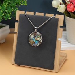 Pendant Necklaces Natural Abalone Shell Necklace Round Shape 18K Silver Colour Chains For Making DIY Jewerly Party Gift