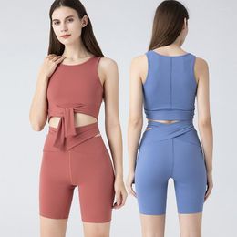 Women's Tracksuits Yoga Sportswear Sexy Slim Tank Top Fashion Hollow Capris Quick Drying Set Running Fitness Two Piece Spring 2023