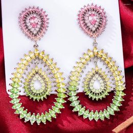 Dangle Earrings Gorgeous Trendy Fresh Summer Colours Big Pendant For Women Wedding Bridal Girl's Gift Jewellery High Quality