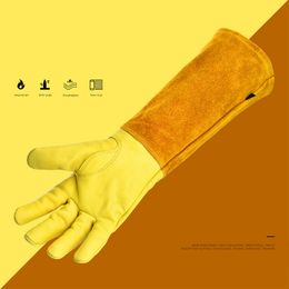 Oven Mitts SXL Deerskin Longtube Gardening Gloves Heavyduty Rose Trim Spurproof Long Sleeve Work Welding 230731