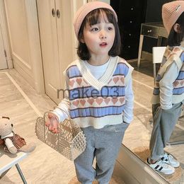 Cardigan Girls knitted vest spring and autumn wear 2021 new little girl Korean style children's spring sweater vest trend P4364 J230801