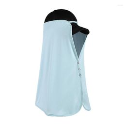 Wide Brim Hats Sun Protection Hat Curtain Summer Outdoor Thin Men's And Women's Neck UV Silk Long Wrap Mask