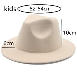 Wide Brim Hats Bucket Kids 52cm Small Child Felt White Black Winter Hat Casual Dress Boys Girls Fedora Sombrero Panama Hombre 230801