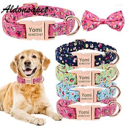 Dog Collars Bow Tie Collar Personalised Nylon With Name Custom Soft Print Knot Pet For Small Medium Large Dogs