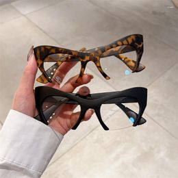 Sunglasses Anti-blue Glasses Women Cateye Eyeglasses Retro Fashion Flat Eyewear Trendy Punk Semi Rimless For