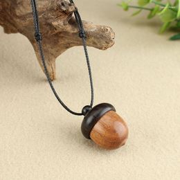 Pendant Necklaces Screwable Ebony Acorn Wooden Box Long Necklace Pine Cone Design Drop Jewelry Items