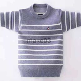 Cardigan Kids Pullover Sweater Autumn Winter Striped Design Children Plus Velvet Knit Warm Outerwear Fo Teen Boys 110170 Wear J230801