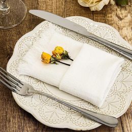 Table Napkin 2PC White Artificial Cotton Handmade Cloth For Wedding Celebration Valentine's Day Birthday Party Decoration Supply