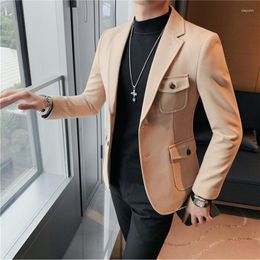 Men's Suits High Quality Korean Slim Fit Blazer Jackets /Men Woollen Fabric Business Formal Wear Casual Suit Coats Tuxedos Wedding Dress Coat