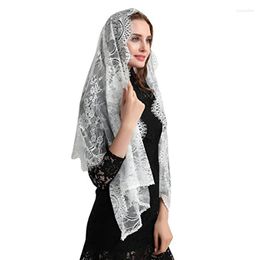 Bridal Veils Diyalo Soft Long Lace Mantilla Catholic Rectangular Floral Veil Latin Mass Head Covering Chapel Wedding Scarf Shawl