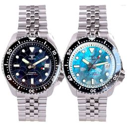 Wristwatches 41mm Tandorio Turquoise Green/Black MOP Shell Dial Japan NH35 20ATM Auto Men Diver Watch Sapphire Glass Date Lume Rotating