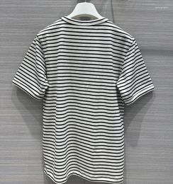 Women's T Shirts Black And White Striped Short Sleeved T-shirt Casual Simple Versatile Pure Cotton Top Summer Tees