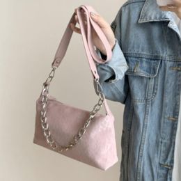 Evening Bags Pu Leather Women's Pink Underarm Sweet Fashion Ladies Chain Shoulder Crossbody Bag Retro Female Girls Tote Purse Handbags