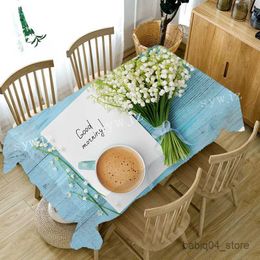 Table Cloth European Floral Tablecloth Green Tropical Plants Floral Pattern Cloth Wedding Decor Party Gift Kitchen Accessories R230819