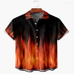 Men's Casual Shirts Halloween Fire Short Sleeve Print Hawaiian Shirt 3D Printed For Men And Women Unisex