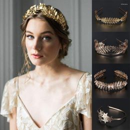 Hair Clips Leaf Style Wedding Crown Bridal Tiara Vintage Bride Hoop Golden Accessories Women Jewelry Hairband