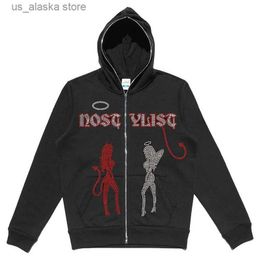 Men's Hoodies Sweatshirts Y2k Zip up Hoodie anime Rhinestone graphics woman goth Sweatshirt Sport Coat Pullover grunge Long Sleeve Oversized hoodie jacket T230731