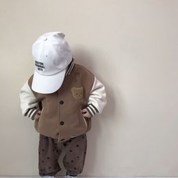 Jackets Autumn Kids Jackets Girls Cardigans Cute Bear Baseball Uniforms For Baby Boy Coat Children Clothing Infant Windbreaker Jacket 230731