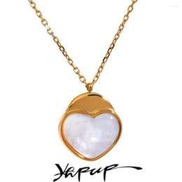 Pendant Necklaces Yhpup 2023 Stainless Steel Natural Shell Heart Romantic Necklace Gift Fashion Collar Neck Jewelry For Women Bijoux Femme