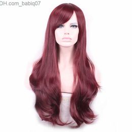 Synthetic Wigs WoodFestival lolita wave wig heat resistant synthetic hair bangs natural burgundy wigs for women african americans Z230801