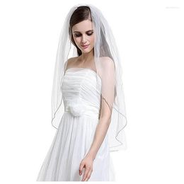 Bridal Veils Elegant Women Veil One Layers Short Sequin Bead Edge Tulle Wedding With Comb