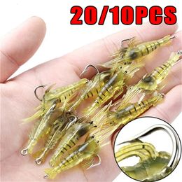 Baits Lures 1020PCS Soft Simulation Shrimp Prawn Lure Hook Crankbaits Fishing Tackle Artificial Bait Wobblers for Trolling 230801