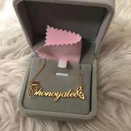 Pendant Necklaces Butterfly And Queen Crown With Personalised Name Custom Necklace Stainless Steel Long Chain Christmas collier femme BFF 230731