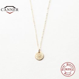 Pendant Necklaces CANNER 925 Sterling Silver Necklace for Women Firework Totem Medallion Chain Choker Fine Jewelry Collares 230801