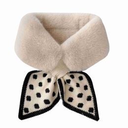 Scarves Knitted Faux Rabbit Fur Shawl Cross Scarf Collar Winter Collars and Scarves Neck Cover Women Luxury Neck Warmer Scarf Collar Y23