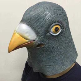 Party Masks 1PC New Pigeon Mask Latex Giant Bird Head Halloween Cosplay Costume Theater Prop Masks For Party Birthday Decoration HKD230801