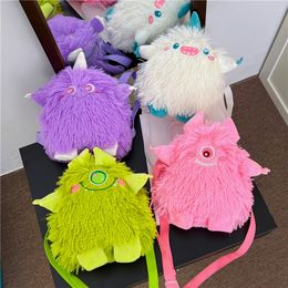 Cute Funny Personality Embroidery Little Monster Plush Soft Girl Student Shoulder Bag Female LT0116