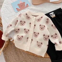 Pullover 2023 Autumn Toddler Boys Sweater Sweater Cartoon Bear Bear Cardigans Outwear Children Complem