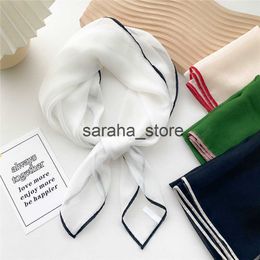 Scarves Solid Colour Handkerchief Silk Neck Scarves For Women Small Shawls and Wraps Bandana Head Scarfs Square Hairband Hijab Scarf 70CM J230801