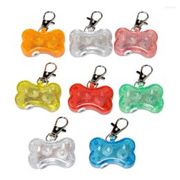 Dog Apparel M5TF Flashing LED DogBones Pendant Keyring Accessories AntiLost Light For Pet Collars Clip Supply