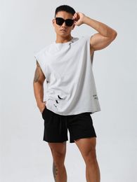 Men's Tank Tops Vest Trend Fashion Hole Pure Cotton Loose Large Version Of Fitness Clothes Men Exercise Basketball Sports Shirt
