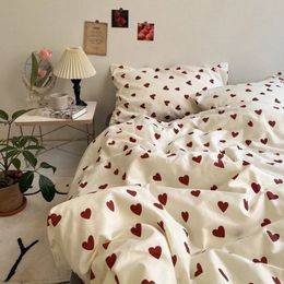 Bedding sets Korean Style Bedding Set Boys Girls Twin Queen Size Duvet Cover Flat Sheet Pillowcase Bed Linen Kids Adult Fashion Home Textile 230731