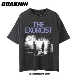 Men's T-Shirts Hip Hop Men T-shirt The Exorcist Washed Tshirt Exorcist Legend Horror Movie Special Tshirts Harajuku Oversized Clothing Tops Y2K J230731