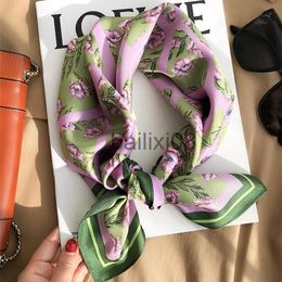 Scarves 2023 Luxury Silk Skinny Scarf Bag Handle Ribbon Ladies little cat Print Headband Small Hair Scarves Band Female handkerchief J230801