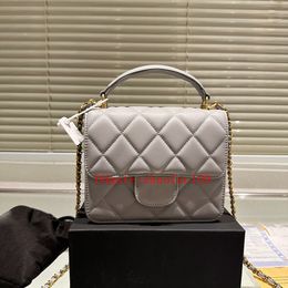 2023 Designer bag channel Chain Bag plaid flap 5A shoulder handbag Gold chain leather double letter solid color buckle square stripe lady messenger mini 6.7 in