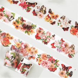 Adhesive Tapes Original Scrapbooking 2016 Washi Tape PET Paper Wide Flower Butterfly Adhesive Sticker for Journaling DIY Material 5cm*5M 230731