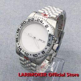 Wristwatches LARIMOKER 40mm Japan NH36A Automatic 10ATM Waterproof White The Submarine Men Watch Non-Index Weekday Jubilee Bracelet