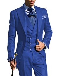 Customise tuxedo One Button Handsome Peak Lapel Groom Tuxedos Men Suits Wedding/Prom/Dinner Man Blazer Jacket PTwo Buttonsants Tie Vest W126118