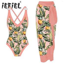 Women's Swimwear Summer Swimsuit Sleeveless Beachwear Outfits Bathing Suits Bodysuit Tops With Beach Skirt 2 Piece Swim Sets