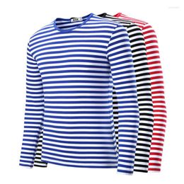 Men's T Shirts Men T-Shirt For Clothing Harajuku Women's Slim Fit Cotton Stripe Long Sleeve Shirt Plus Size Fashion T-Shirts Top